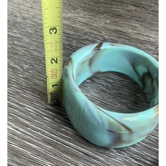 Vintage Wood & Groovy Acrylic Bangle Bracelets Wavy Stacking Thick Chunky Sz 8” - Picture 13 of 14